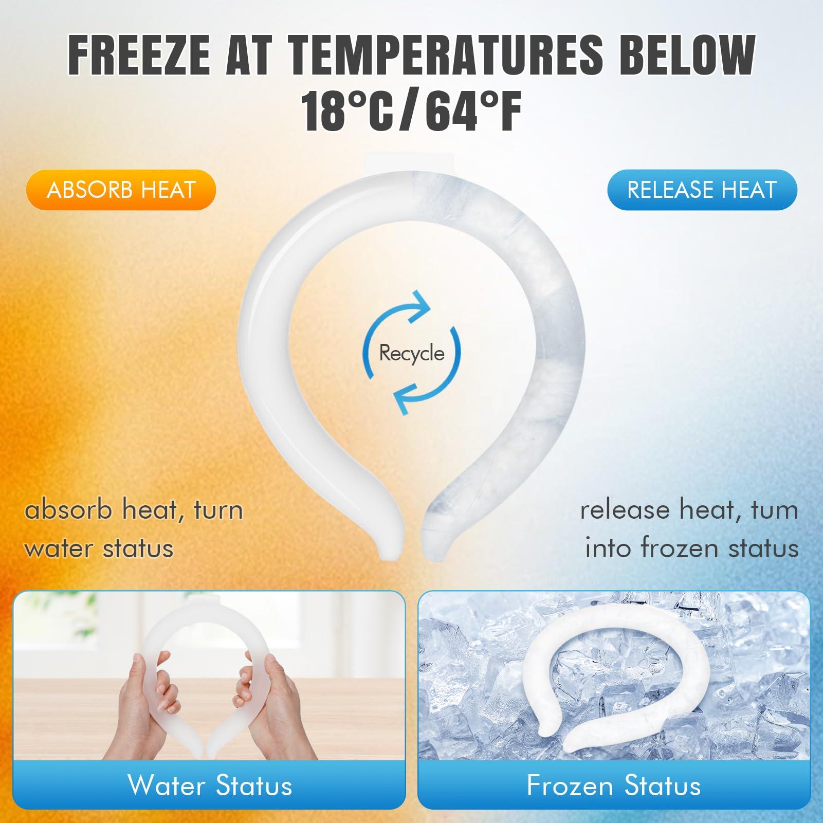 IGOHEALS Neck Cooling Tube - Reusable Ice Ring Neck Cooler Collar for Body in Hot Weather | Wearable 18/64 Frozen Cooling Neck Wraps Gel Pack for Outdoor Workers & Sports, Summer Heat & Flashes (1Pcs-White)