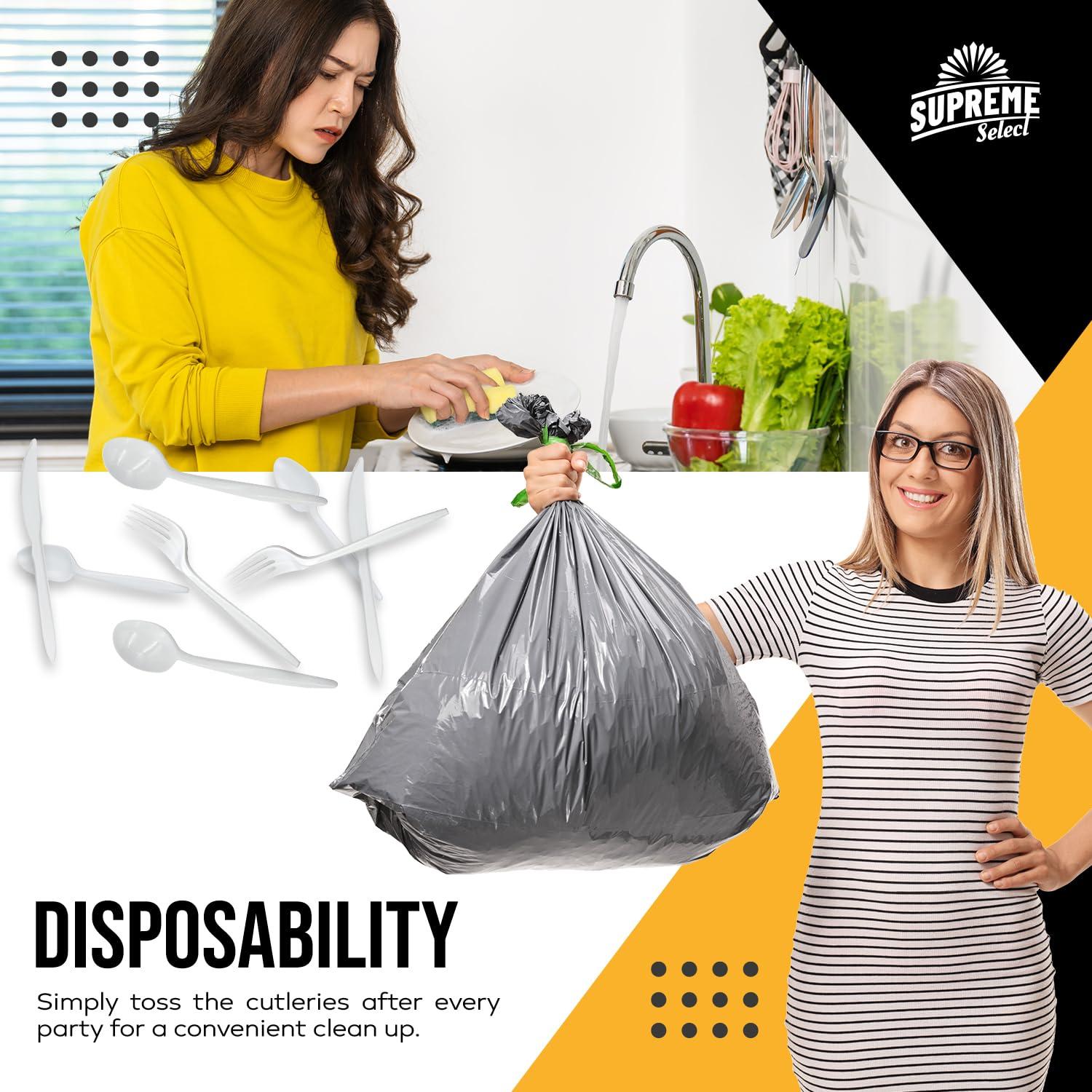 Supreme Select Supreme Select Disposable White Soup Spoon [400-Pack] Medium-Weight Disposable Plastic Cutlery - Durable and Reusable Bulk Utensils for Parties, Picnics, Takeout, Restaurant, School, Home & Office