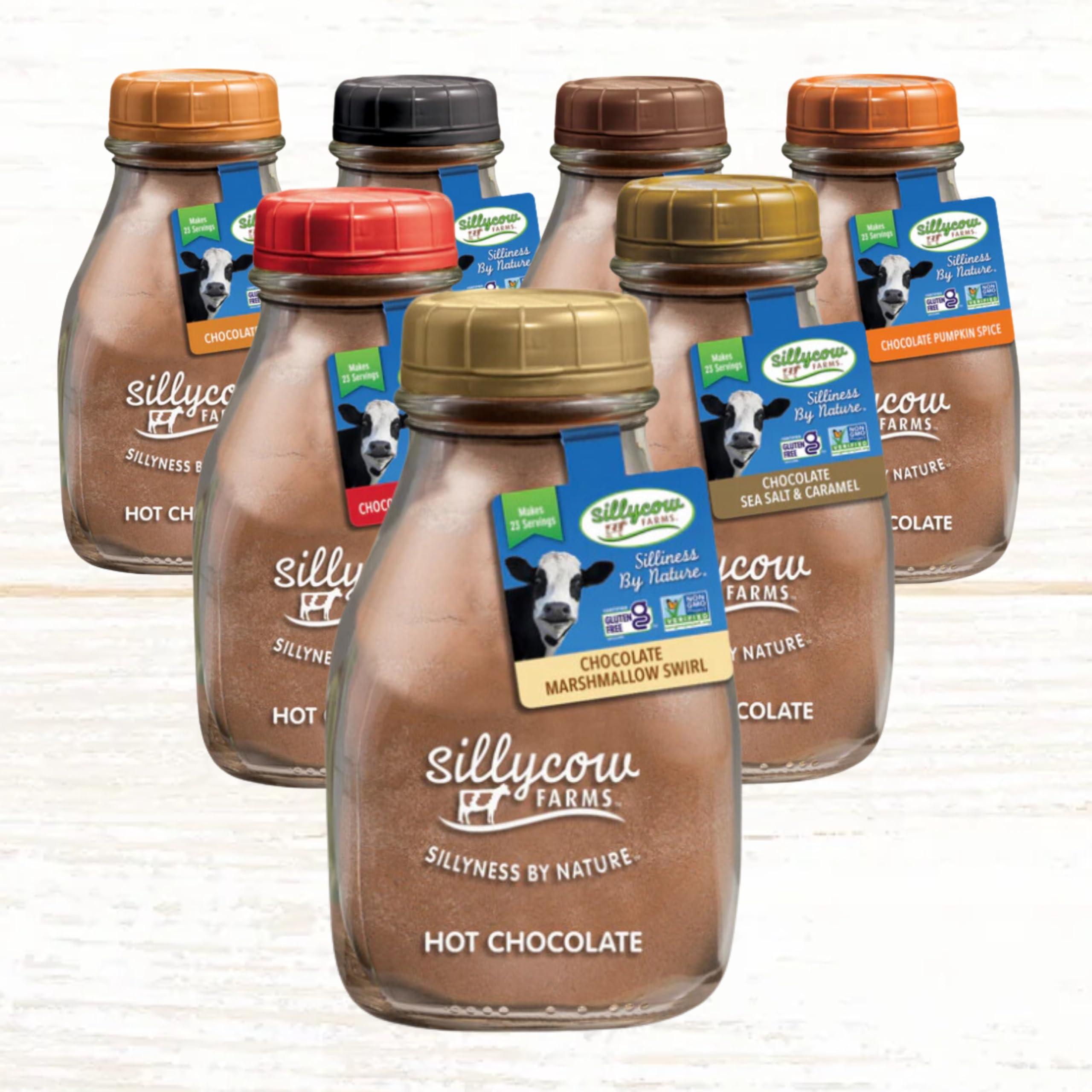 Silly Cow Sillycow Farms Hot Chocolate Mix Flavor | Rich Hot Cocoa Delight | Gluten-Free, Non-GMO, Dairy-Free | Nut-Free Certified Quality Cocoa Powder Blend | 16.9 Oz Reusable Glass Bottle - Pack of 1