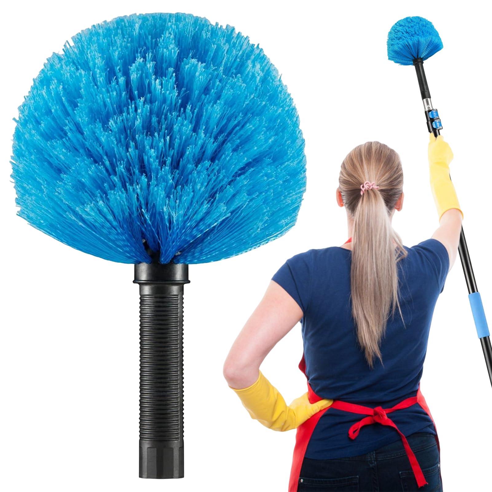 KSIEE Cobweb Duster, Duster for High Ceilings, Walls, Medium Stiff Bristles Cobweb Brush for Outdoor Indoor Cleaning