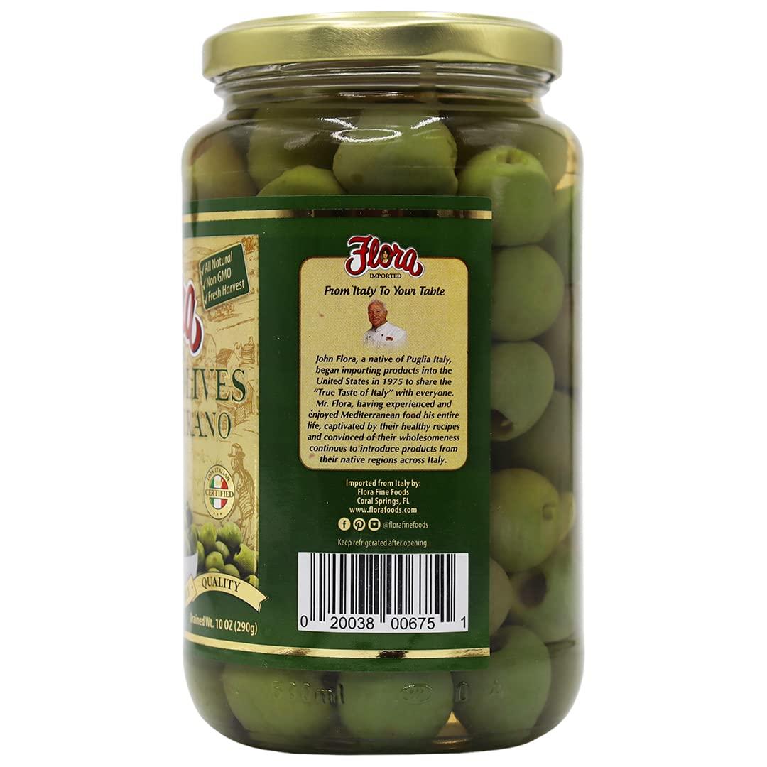Flora Fine Foods Flora Foods Italian Olives Castelvetrano Pitted | Sicilian Olives | 19 oz (530g) | 100% Italian | All Natural | Non GMO | Fresh Harvest