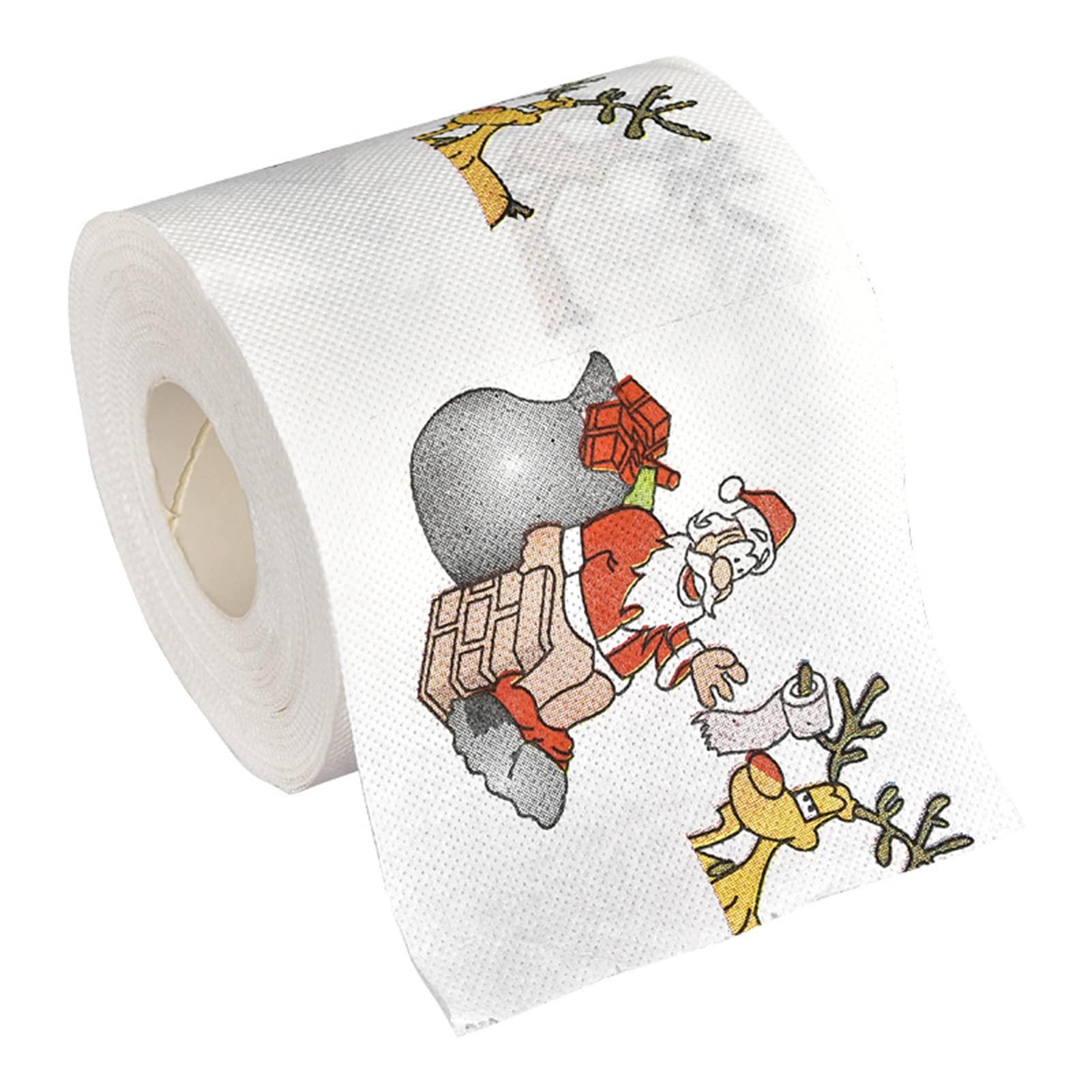 clinmday clinmday Christmas Toilet Paper,Merry Christmas Santa Claus Toilet Paper Tissue Napkin Prank Fun Birthday Party Novelty Gift Idea Funny Toilet Paper D