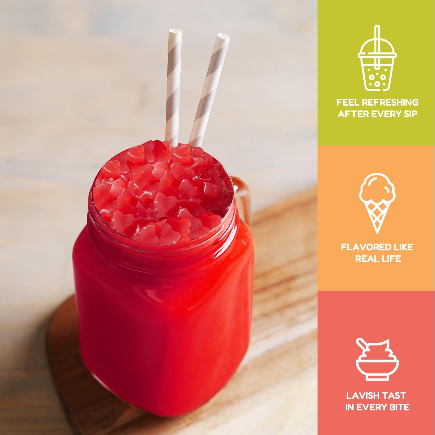 Fanale Fanale Coconut Jelly Topping nata de coco for Boba Tea | Ice Cream | Yogurt | Smoothie | Milk Tea | Desserts Strawberry Heart Shaped, 6.6 pound (Pack of 4) | JEL026-CS