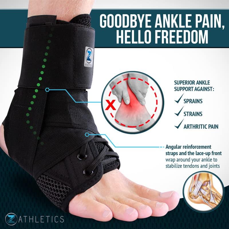 Z ATHLETICS Z ATHLETICS Zenith Ankle Brace, Lace Up Adjustable Support for Running, Basketball, Injury Recovery, Sprain! Ankle Support for Men, Women, and Children