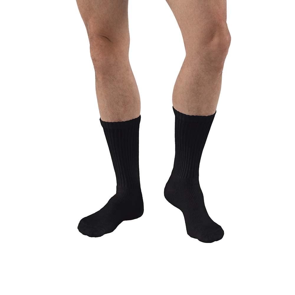 JOBST JOBST SensiFoot Diabetic Compression Socks, 8-15 mmHg, Crew, Closed Toe, Black, X-Large