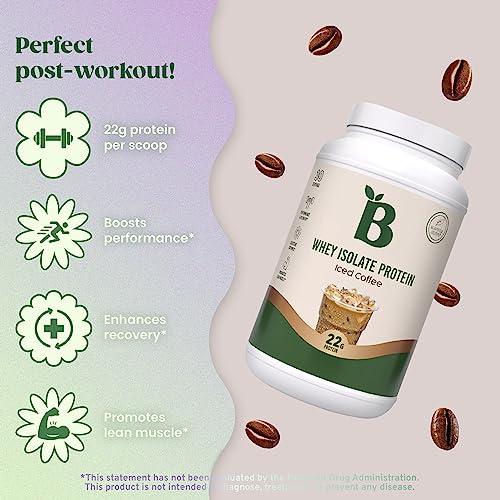 Bloom Nutrition Bloom Nutrition Whey Isolate Protein Powder, Iced Coffee - Pure Iso Post Workout Recovery Drink Blend, Smoothie Mix with Digestive Enzymes for Gut Health - Low Carb, Keto & Zero Sugar Added