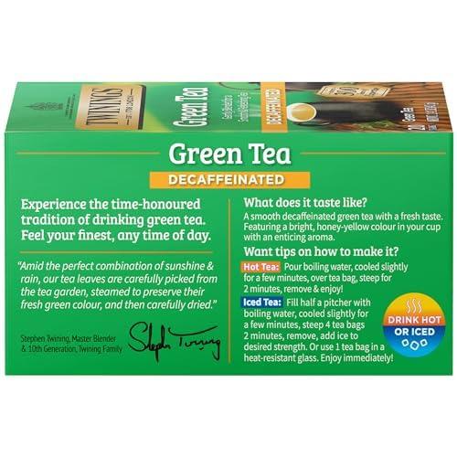 Twinings Twinings Decaffeinated Green Tea Individually Wrapped Bags, 20 Count (Pack of 6), Smooth Flavour, Enticing Aroma, Enjoy Hot or Iced | Packaging May Vary