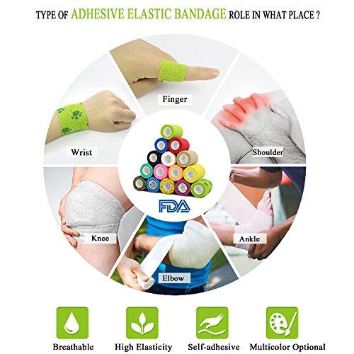 STpro Vet Wrap Medical Tape for Skin Bandage Tape Vet Tape 1 inch x 48 Pack Skin Cohesive Bandage Fabric Self Sticking Bandage Wrap Self Adhering Bandage Waterproof Wrap Bandage Self Adhesive Tape
