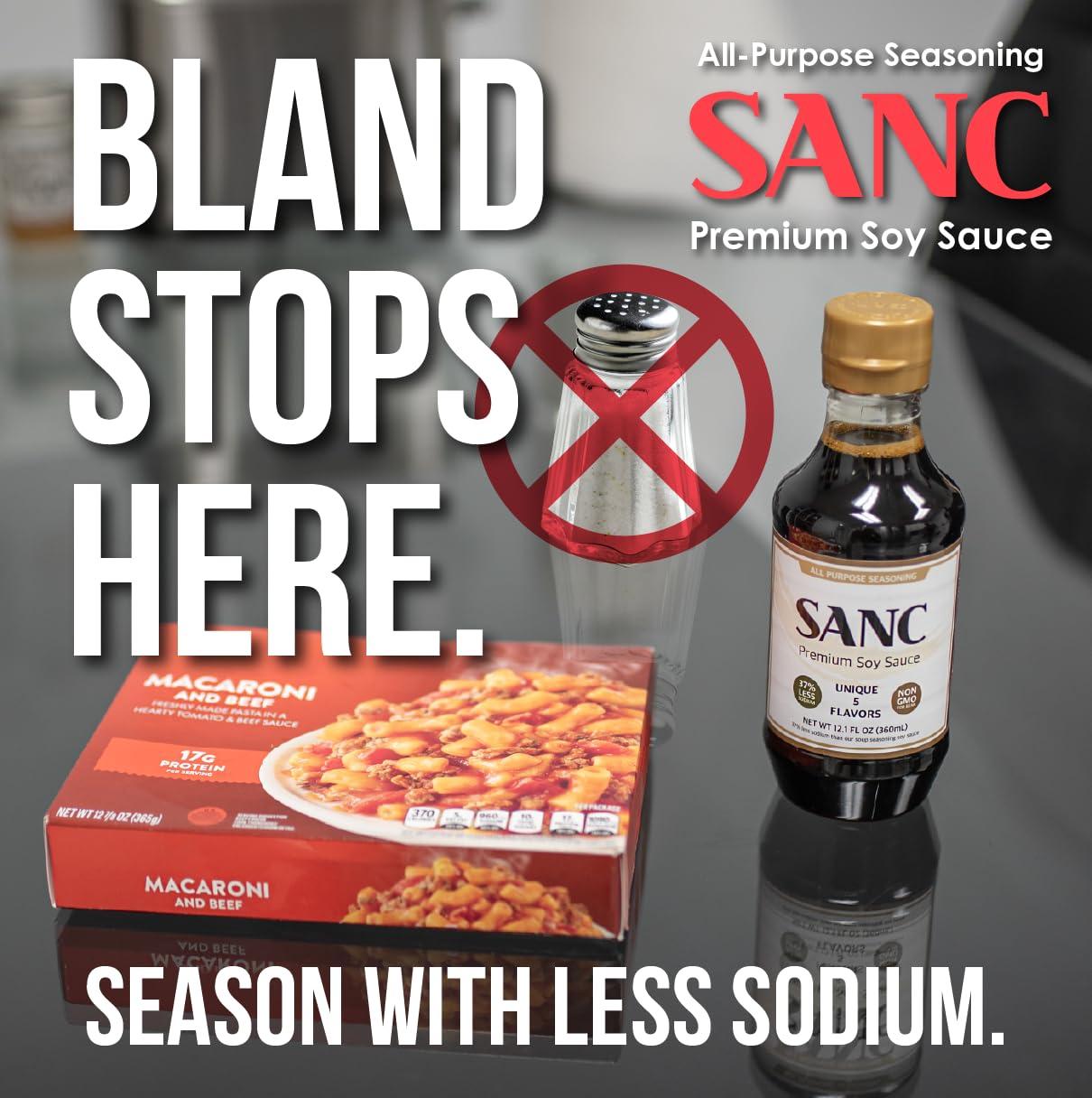 Shinangchon SANC All Purpose Korean Soy Sauce, 12.2 Fl Oz (Pack of 1) A Must-Have for Every Pantry, Low-Sodium Salt Substitute, NON-GMO Bean, No Artificial Additives, Naturally Brewed with Music Fermentation