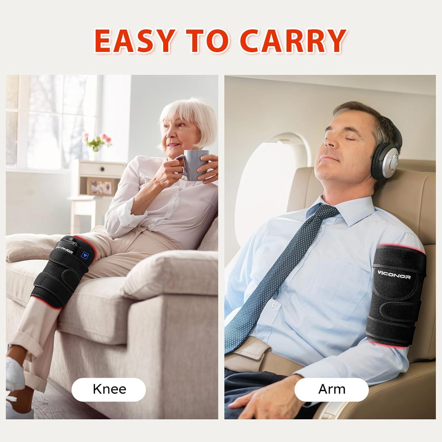 Viconor Red Light Therapy Device for Knee Elbow Joint PainTherapy Pad with 660nm Light and 850nm Near Infrared Light, APP Control, Led Red Light Therapy Wrap Home Use Gift (Black1)