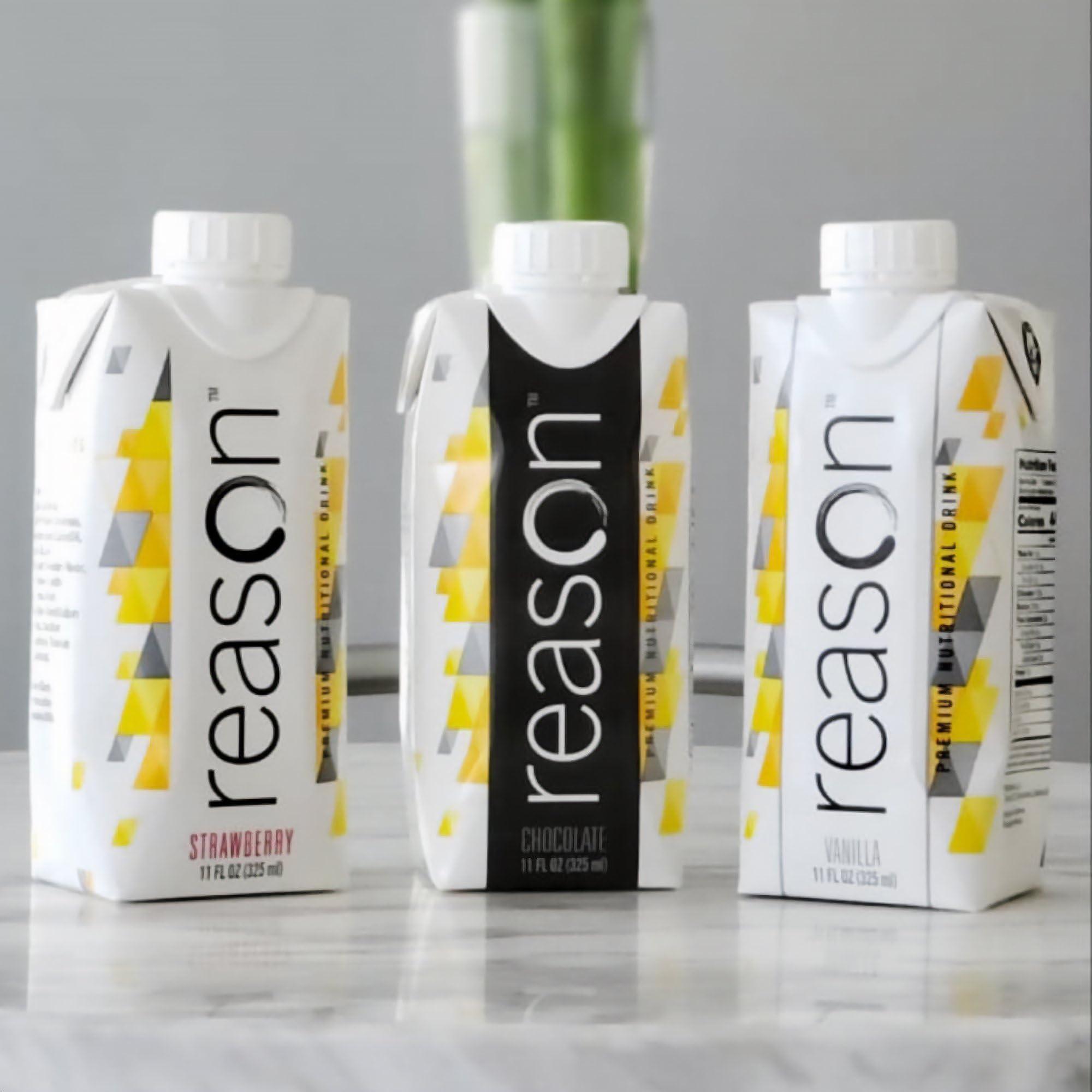 Reason Reason Premium High Calorie Protein Drink - Free of Soy, Gluten, Artificial Flavors, Sweeteners - Lactose-Friendly - Great for Tube-Feeding - Vanilla, 11 oz, 12 Count