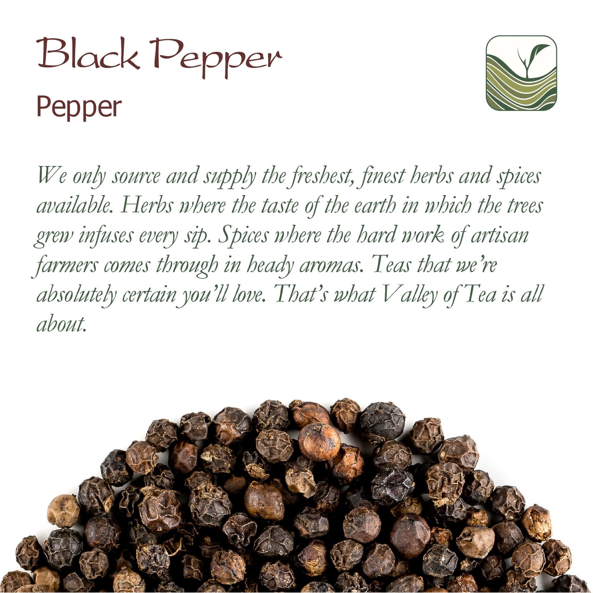 Valley of Tea Black Pepper Whole Corns Organic - Gourmet Black Peppercorn - Black Peppercorns For Grinder Refill - Grinder Peppers Peppercorns Whole Pepper Corns Pepper Corn For Grinding Pepper Whole Pepercorn 100g
