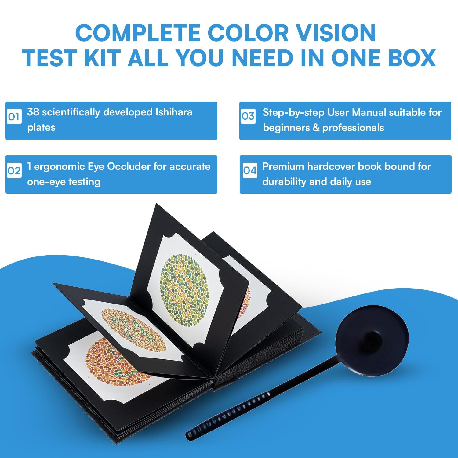 KANEHARA Ishihara Test Chart Books for Color Deficiency 38 Plates with User Manual and One Eye Occluder by KASHSURG