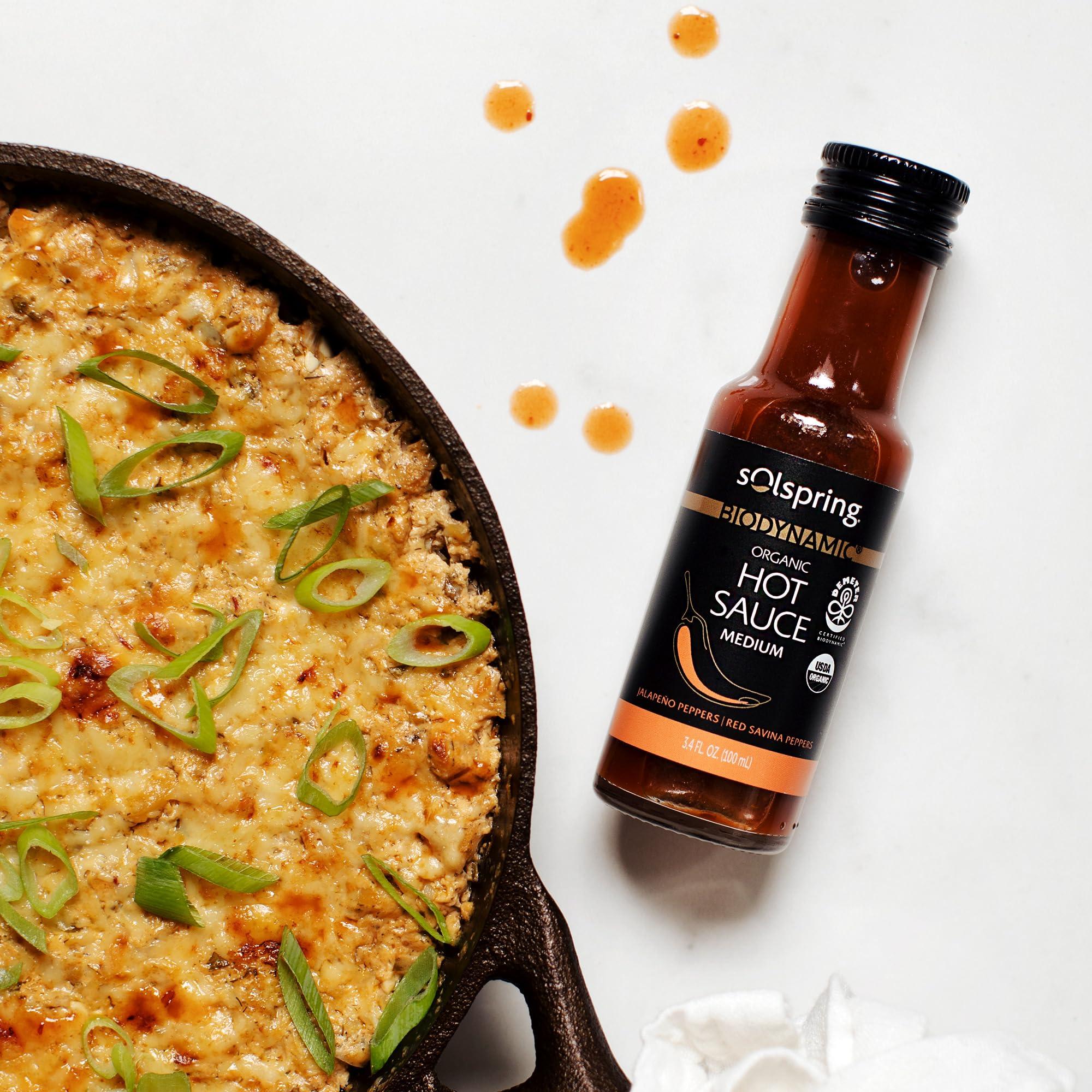 Dr. Mercola Solspring Biodynamic Organic Hot Sauce, Medium, 3.4 Fl. Oz. (100 mL), Jalapeno & Red Savina Peppers, Non-GMO, Gluten Free, Soy Free, Certified USDA Organic, Demeter Certified