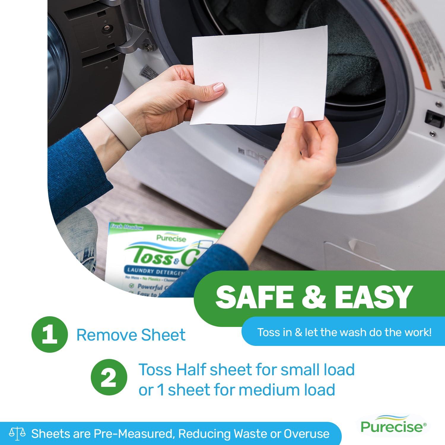 Purecise Purecise Travel Laundry Detergent Sheets, Lightweight & No Mess, Fresh Meadow Scent, 30 Loads Total (10 Loads Per Pack, Pack of 3), Travel Size Toiletries for Cruise & Airplane Travel Essentials