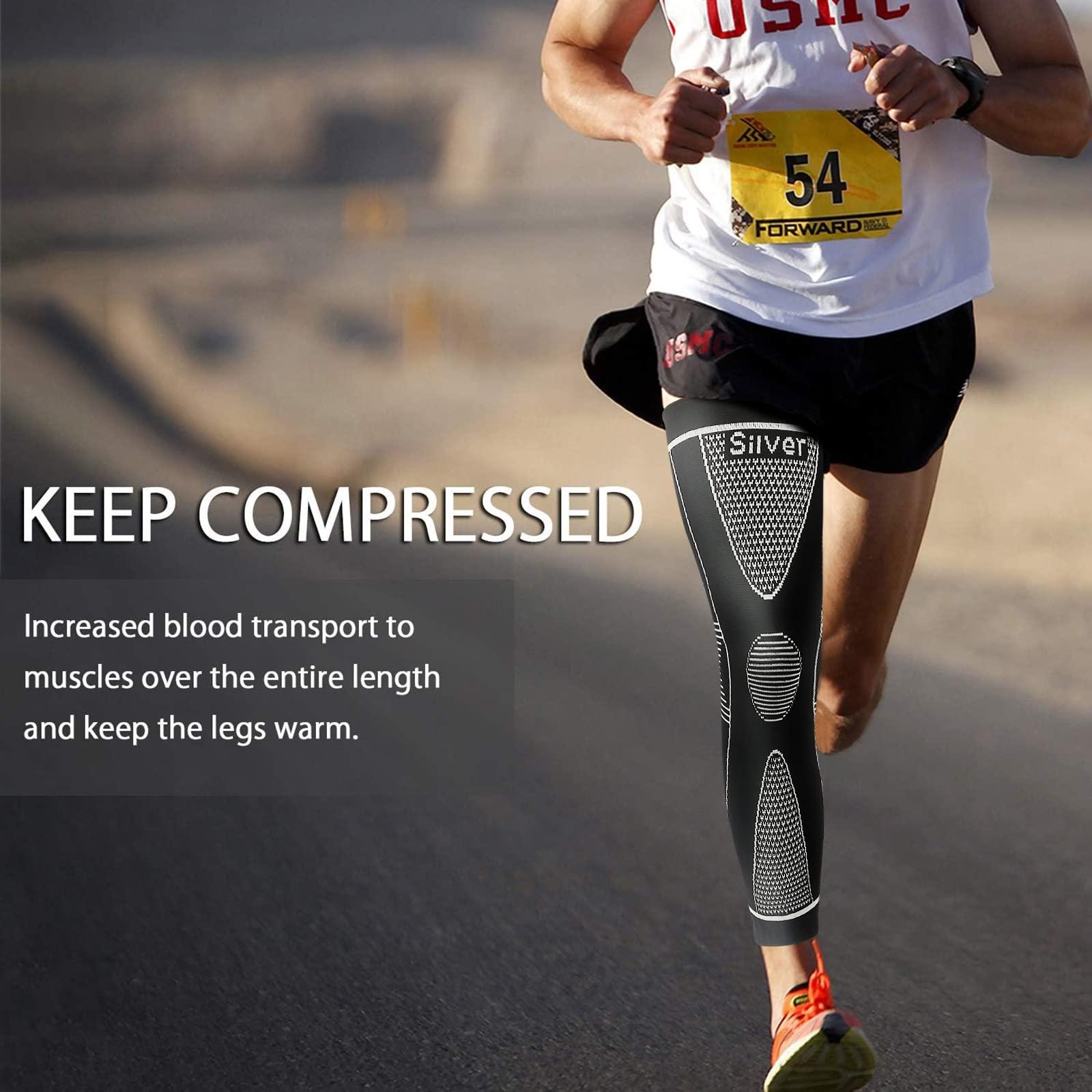 SKDK Full Leg Sleeves Long Compression Leg Sleeve Knee Sleeves Protect Leg, for Man Women Basketball, Arthritis Cycling Sport Football, Reduce Varicose Veins and Swelling of Legs