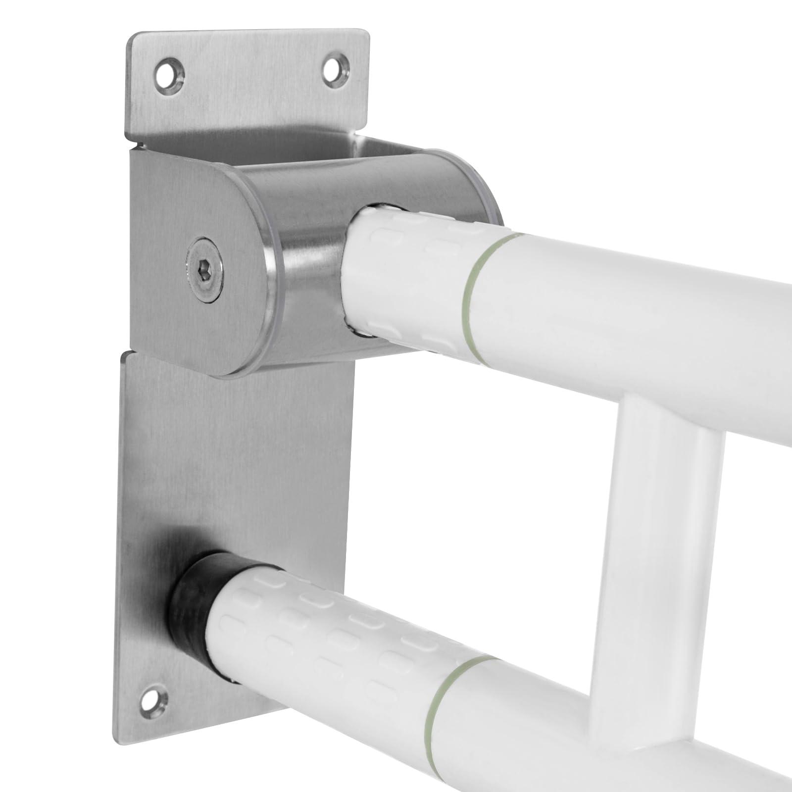 Wingderlier Handicap Grab Bars,23.6inch Foldable Grab Bar Bars for Bathroom,Stainless Toilet Grab Bar Flip-Up Toilet Safety Rails with Leg for Elderly Pregnant Women Disabled,White