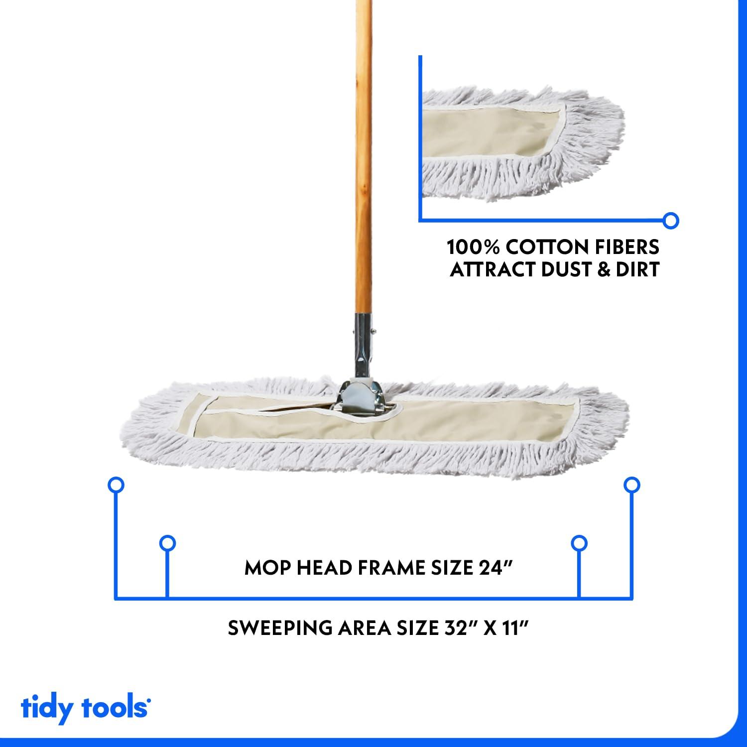 Tidy Tools Tidy Tools 24 Inch Dust Mop with Wood Handle and 24 Inch Dust Mop Refill Bundle - 2 Mop Sets and 6 Refills