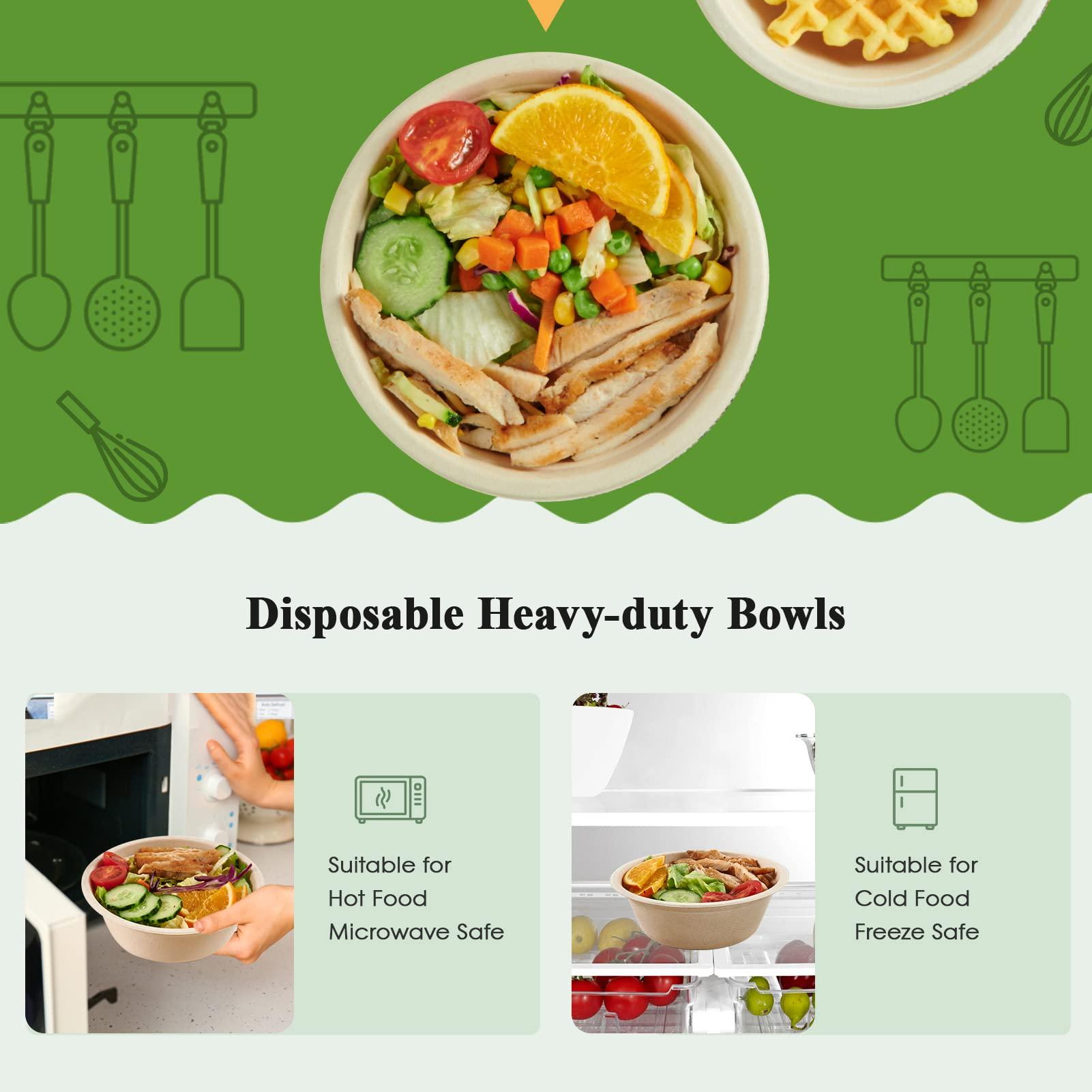 ECOLipak ECOLipak 12 oz Paper Bowls, [150-Pack] Compostable Paper Bowls Bulk, Heavy-duty Disposable Soup Bowls for Hot And Cold Food