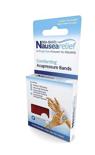 Sea-Band Sea-band Anti-Nausea Acupressure Wristband for Motion & Morning Sickness - 1 Pair Red