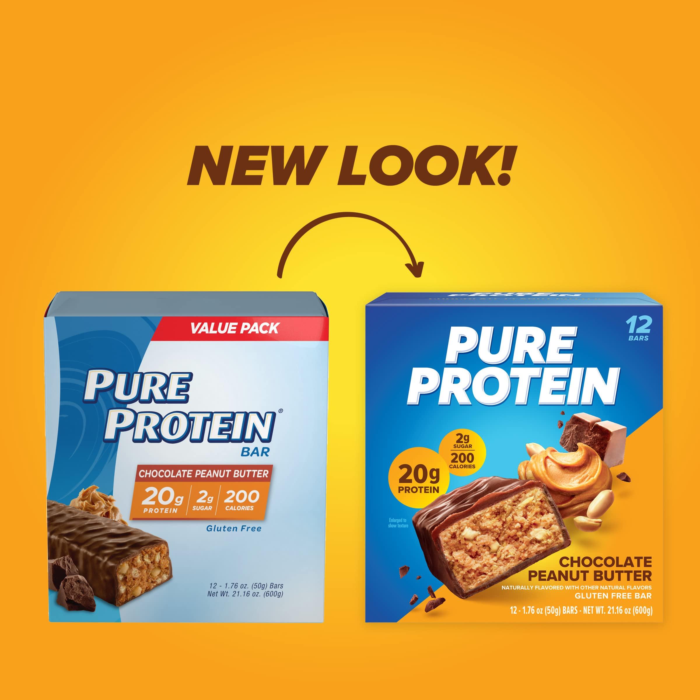 Pure Protein Pure Protein Whey Protein Powder 25g Protein 1.75lb + Protein Bars 20g Protein 12 Count Chocolate Peanut Butter