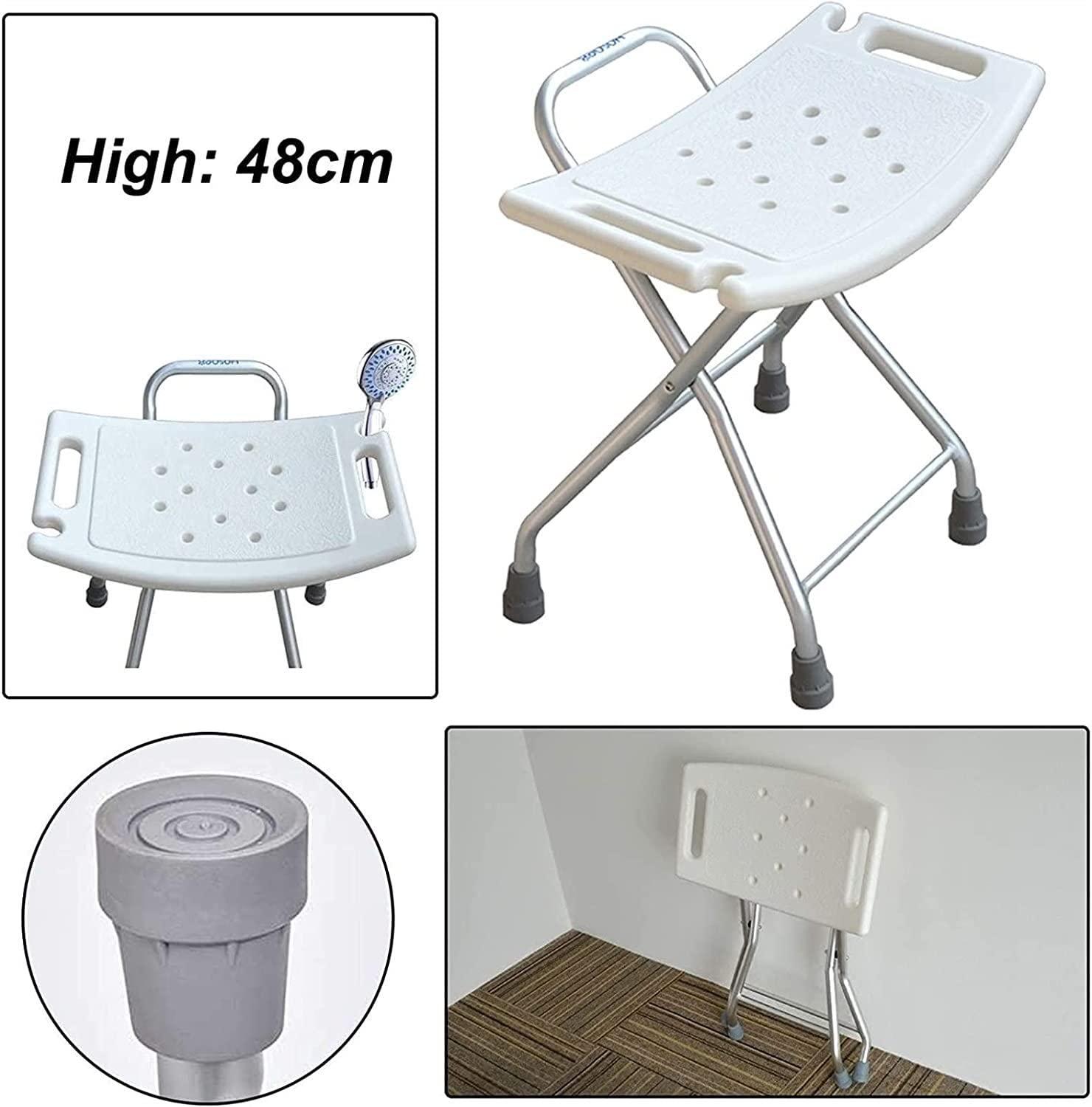 YOODODO YOODODO Elderly Assist Shower Chair, Lightweight Foldable Bathtub Stool Bench Adult Disabled Shower Seat Folding Bath Chair Shower Chair, 35*37cm, White
