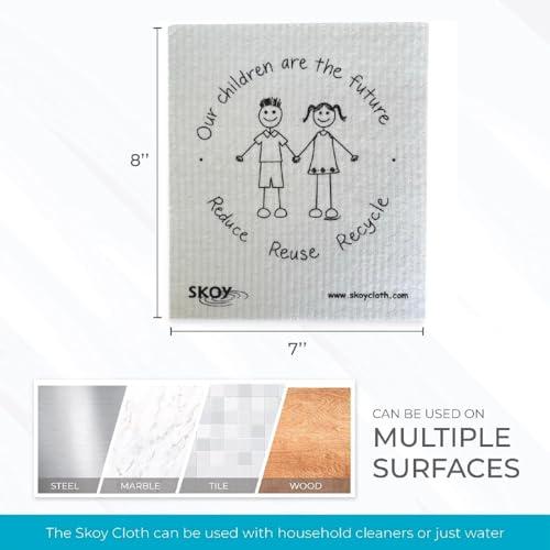 Skoy Skoy Cloth, 10-Pack Versatile Swedish Dishcloths for Kitchen and Household Use, Reusable Cleaning Cloths, Eco-Friendly, Dishwasher and Dryer-Safe, Children are The Future