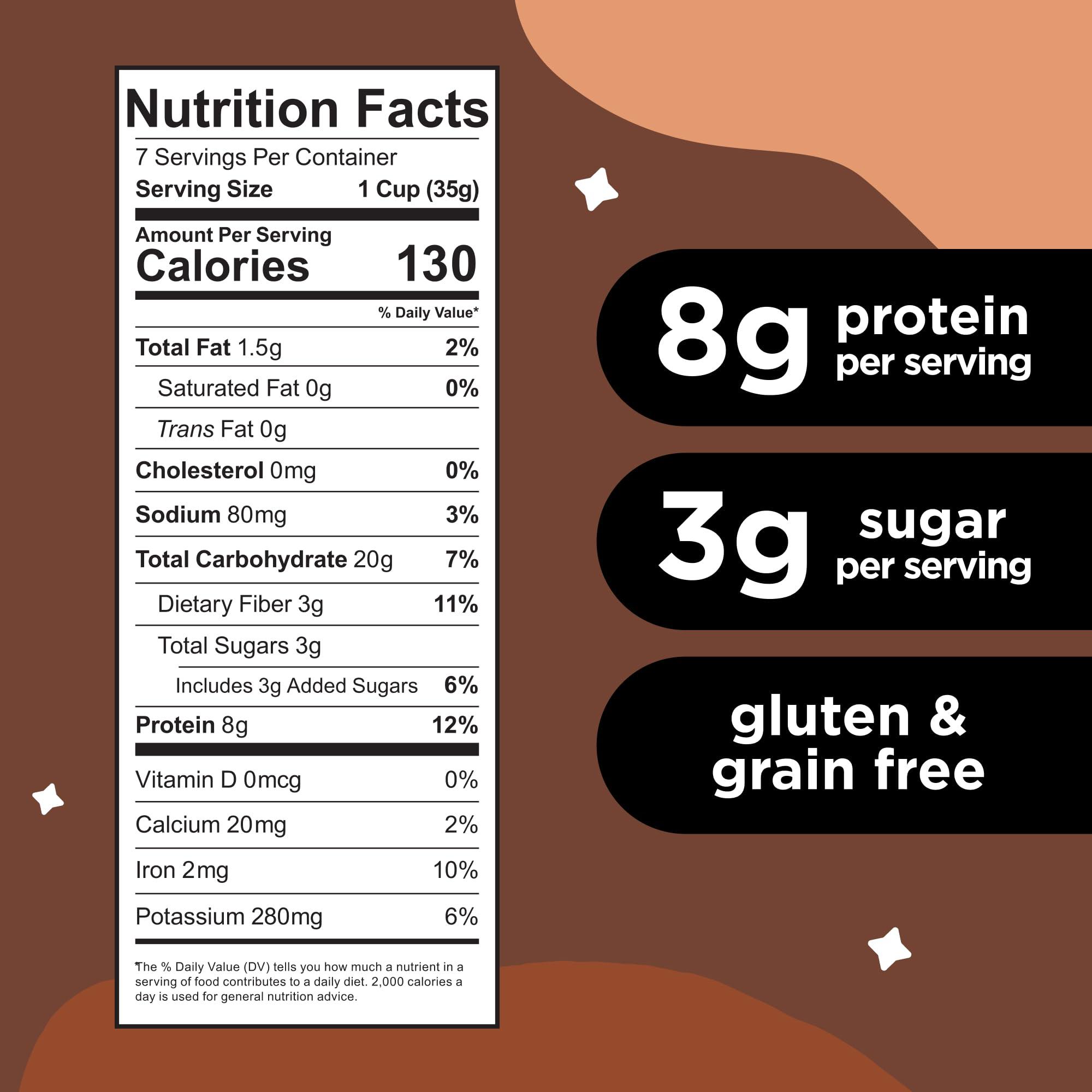 Three Wishes Plant-Based and Vegan Breakfast Cereal by Three Wishes - Cocoa, 4 Pack - More Protein and Less Sugar Snack - Gluten-Free, Grain-Free - Non-GMO