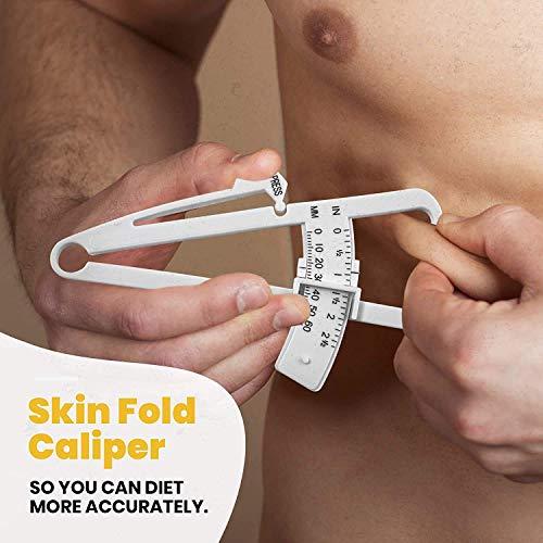 MEDca Skinfold Body Fat Caliper - Skin Fold Body Fat Analyzer and Handheld BMI Measurement Tool Skinfold Caliper Device Measures Body Fat for Men and Women by MEDca - (Pack of 2, White)
