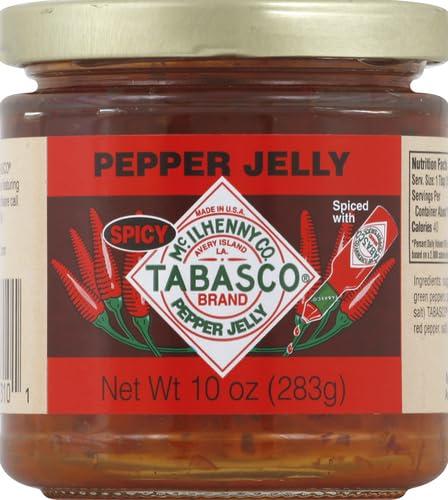 TABASCO TABASCO Brand Classic Pepper Jelly, Glass Jar, Versatile, Mild & Sweet Red Pepper Jelly, Perfect for Charcuterie & Appetizers, Great with Smoked Cheese, Meat, Crackers & More, 10 Oz (Pack of 1)