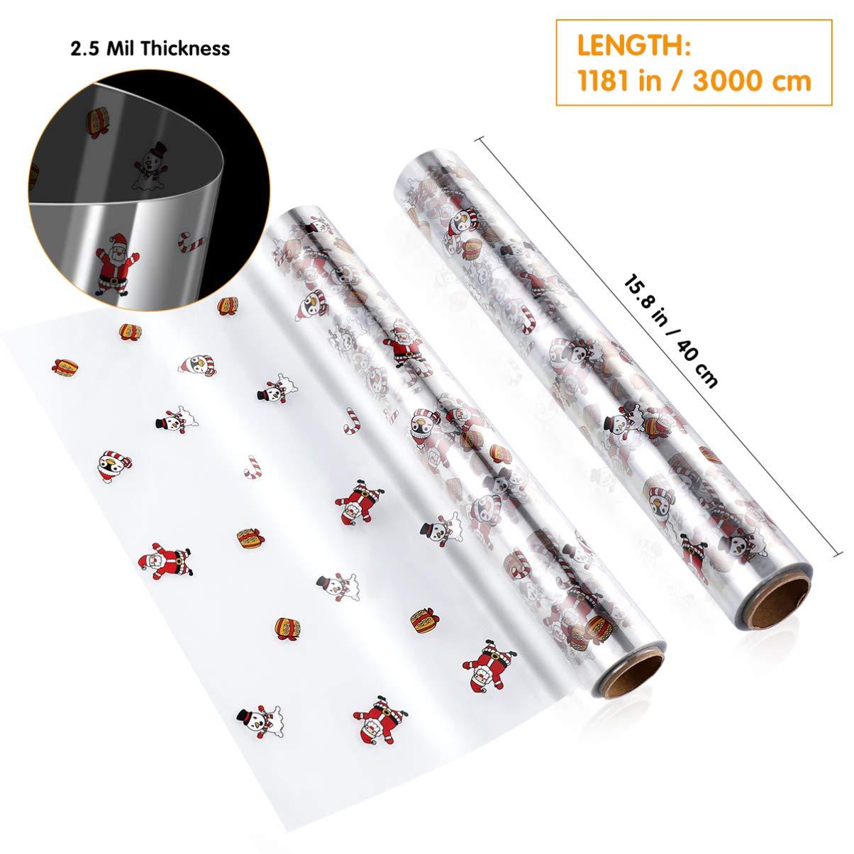 TOYANDONA TOYANDONA Christmas Cellophane Wrap Roll, 2.5 Mil Thickness Clear Cellophane Wrap Christmas Cellophane Wrapping Paper for Arts Crafts Baskets (30mx40cm)