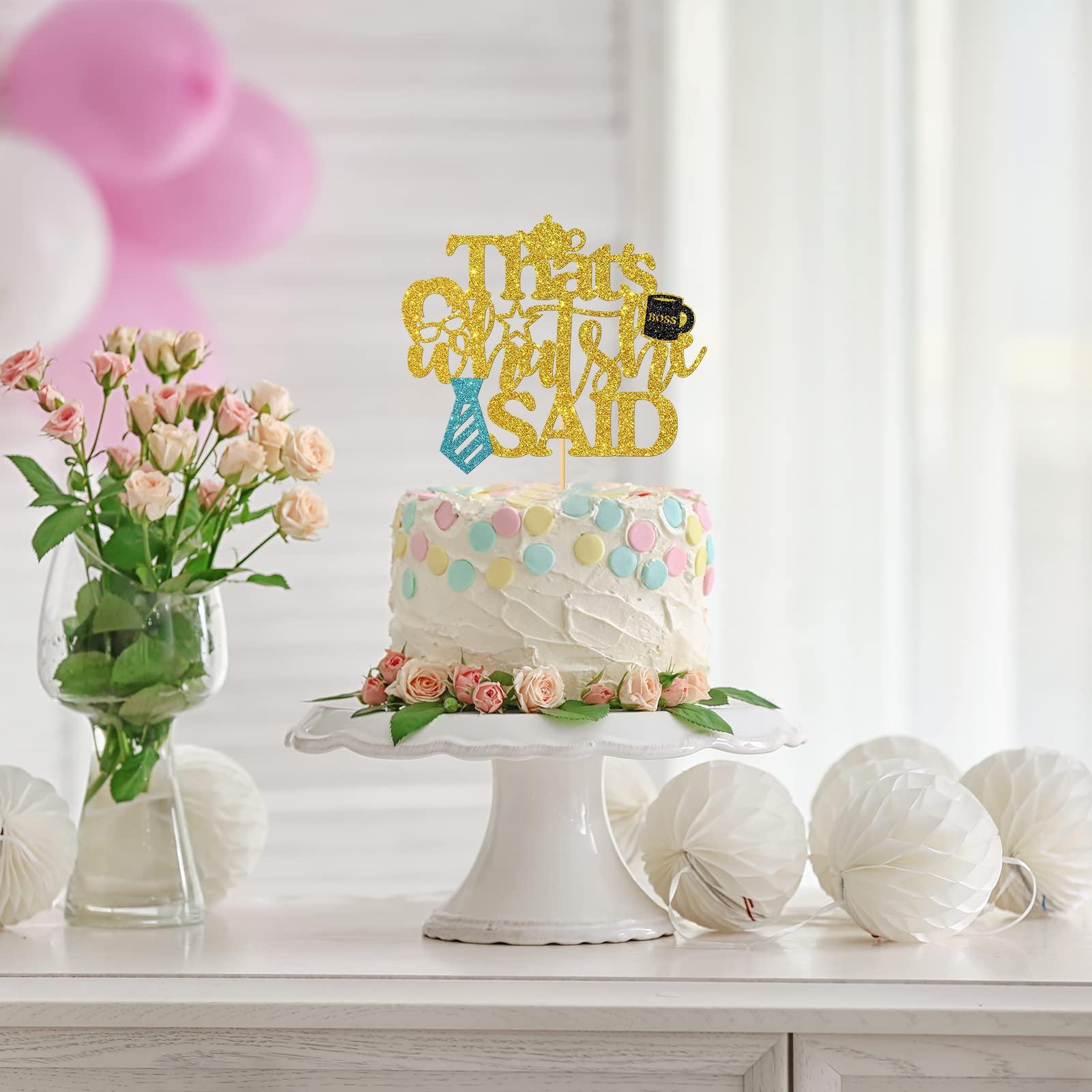 RoadSea RoadSea That's What She Said Cake Topper - Office Funny Theme Birthday Cake Supplies - Coworkers Boss Happy Birthday Party Decorations - Gold Glitter