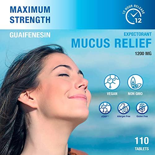P Puregen Labs Puregen Labs Mucus Relief 12 Hour Extended Release Guaifenesin 1200mg Maximum Strength | Total 330 Tablets | Relief from Cough, Cold, Nasal & Chest Congestion | Expectorant | Extended Release