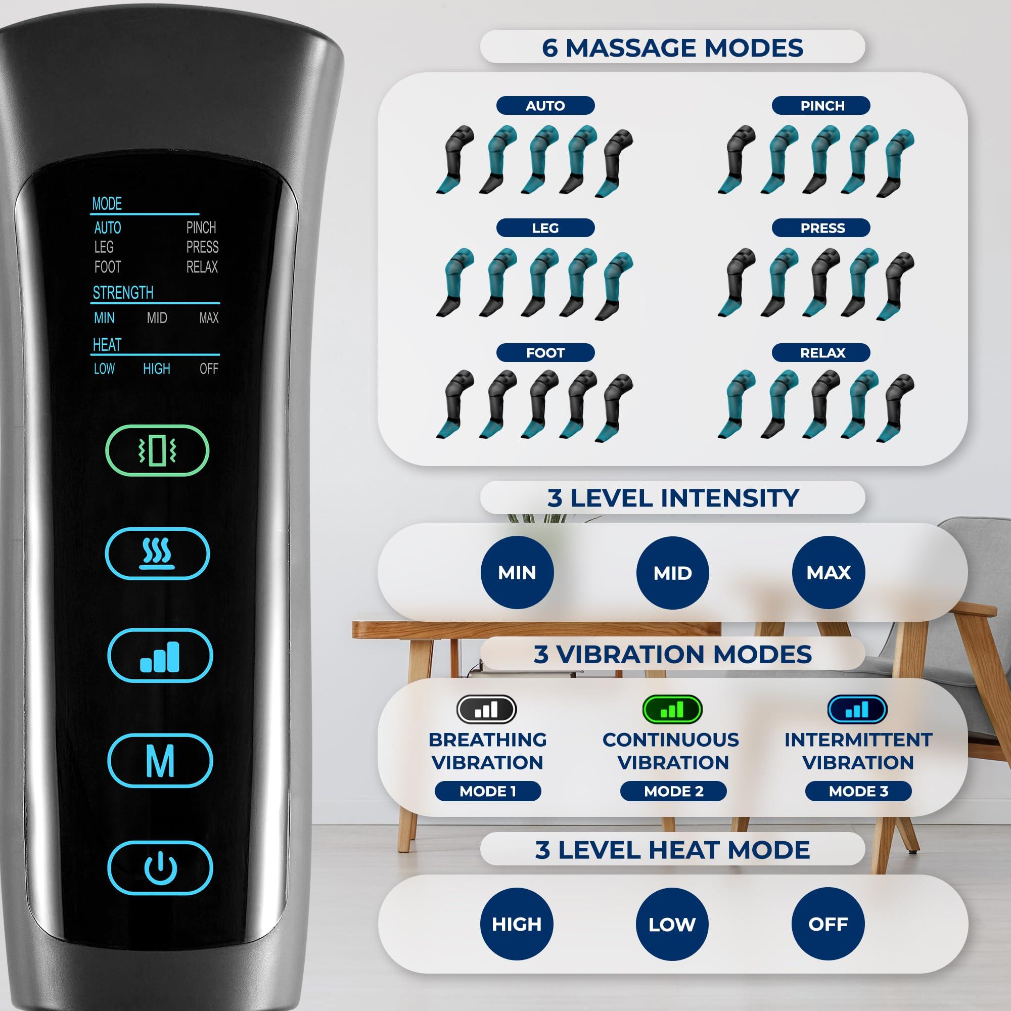 SereneLife SereneLife Air Compression Leg Massager, Full Leg Massager with Heat and Compression, Ice Pack, Portable and Adjustable with 6 Modes 3 Vibrations 3 Intensities, 11 Airbags for Thigh Calf Foot Massage