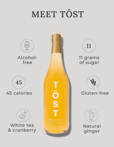 TÖST TOST White Cranberry, Ginger and Spice Sparkling White Tea, 750 ML