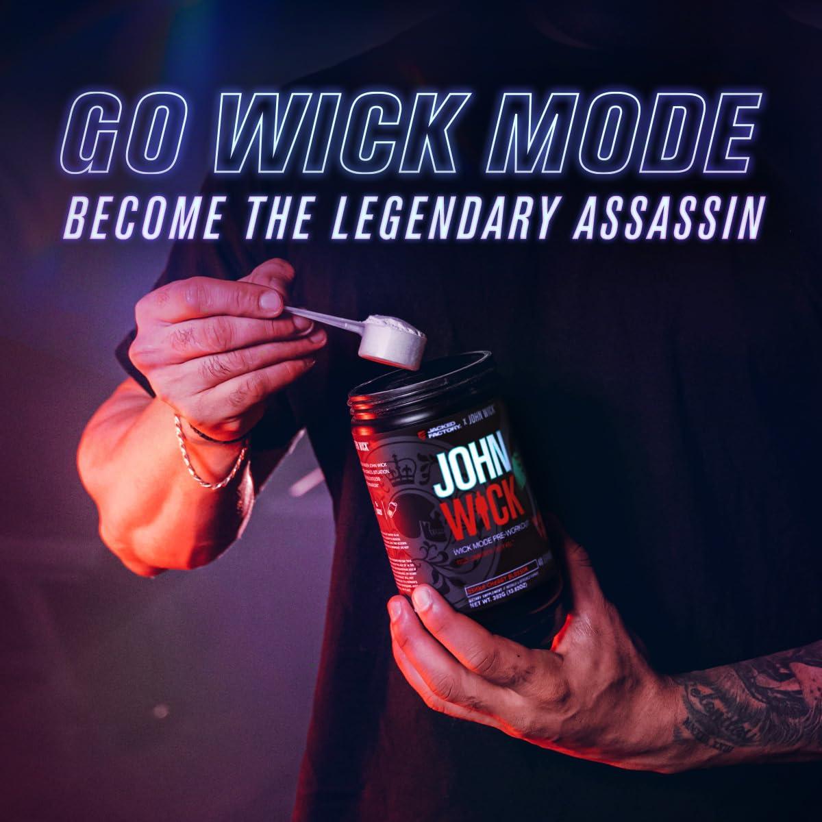 Jacked Factory Jacked Factory X John Wick - Wick Mode Pre Workout Powder - Intense Energy, Battle-Ready Focus, Unstoppable Commitment, and Sheer Will - 40 Servings, Osaka Cherry Blossom