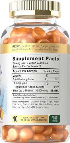 Carlyle Carlyle Biotin 10000mcg Gummies | 100 Count | Peach Flavor Supplement | Vegan, Non-GMO, Gluten Free