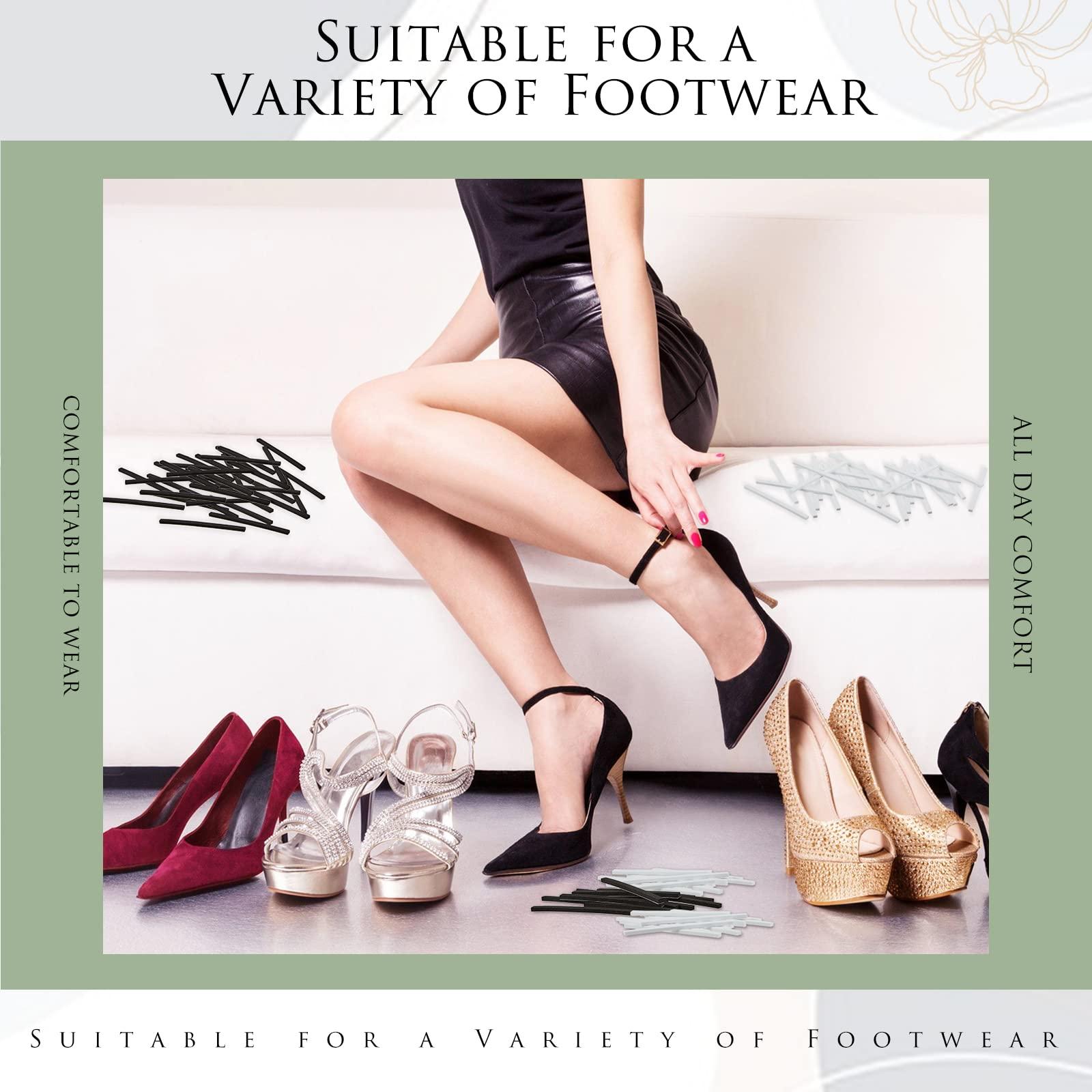 Hercicy 200 Pcs Womens Strap Cushion Insert Shoe Tape Cuttable Shoe Straps for Heels Foot Cushion for Heels, Pumps, and Sandals (Black, White)