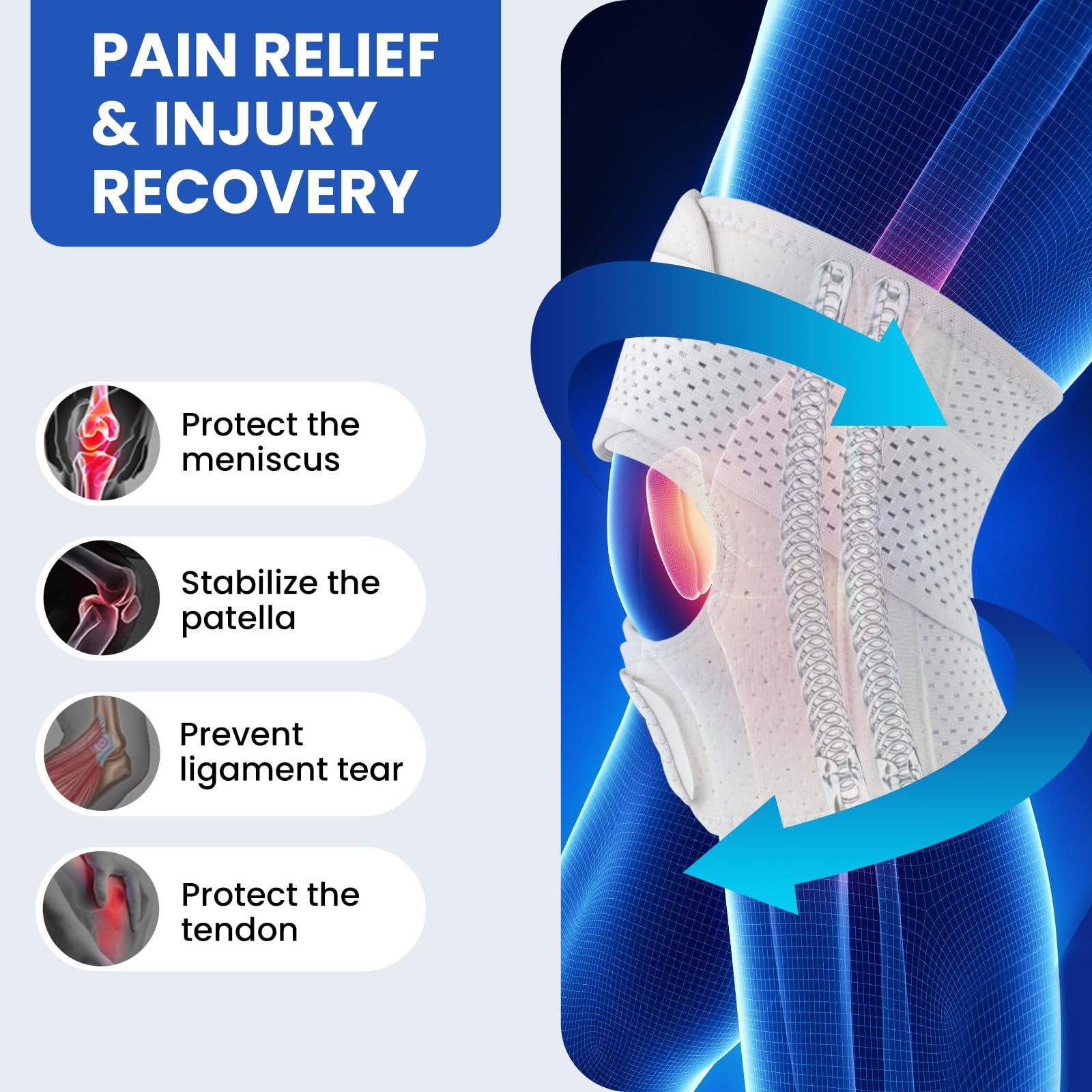 Galvaran Galvaran Knee Brace for Women & Men with Side Stabilizers Upgraded for Meniscus Tear, ACL, MCL Arthritis Knee Pain Relief, Adjustable Breathable Injury Recovery Knee Support