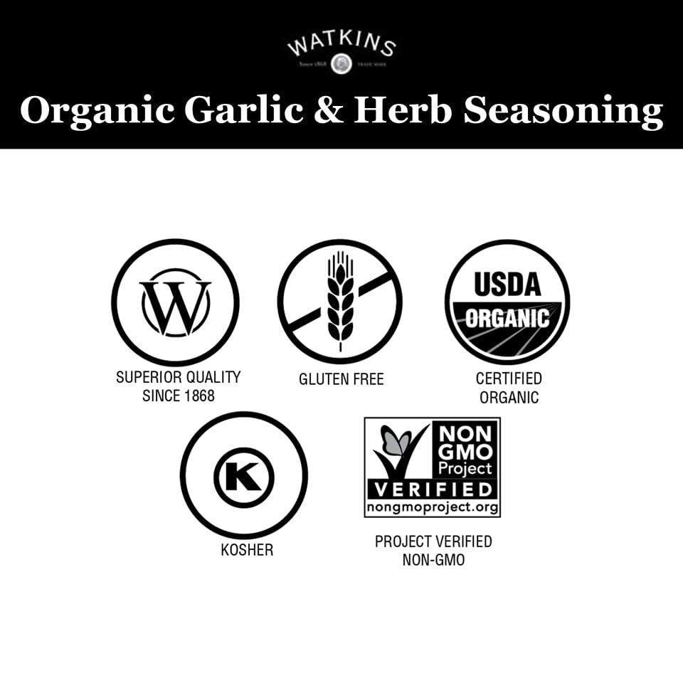 Watkins Watkins Organic Grilling Garlic & Herb Seasoning, Non-GMO, Kosher, 2.9 Oz, 1-Pack