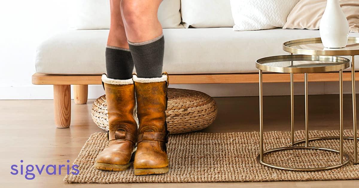 Sigvaris Sigvaris Mens & Womens Motion Thermoregulating Wool Closed Toe Calf-High Socks 15-20mmHg - Charcoal - Medium Short