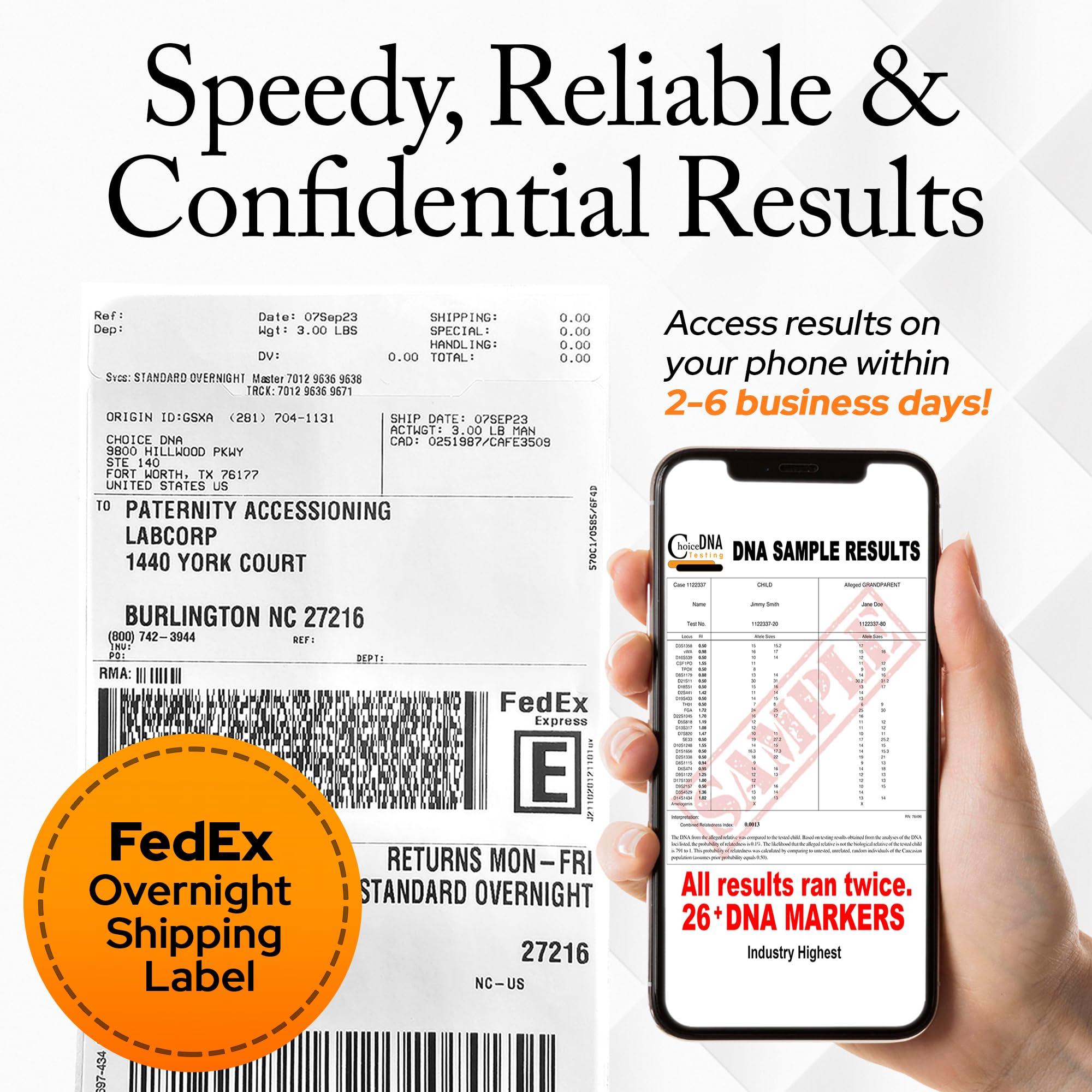 CHOICE DNA TESTING Grandparent DNA Home Test Kit - Includes one Grandparent & one Child. (at Home - for Personal Purposes Only) Free Return Shipping to Lab, All Lab Fees Included - Results in 6 Business Days