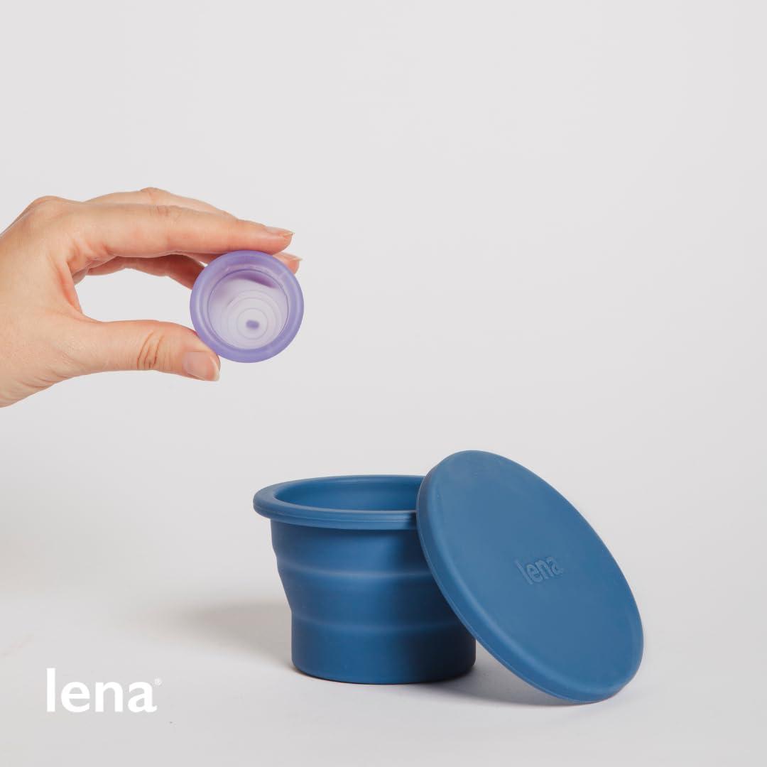 Lena Lena Menstrual Cup Sterilizer Case, Compact, Collapsible Silicone Container for Cleaning Period Cup & Menstrual Disc, Travel, Home and Dorm, Menstrual Cup Cleaner, Feminine Care, Light Purple