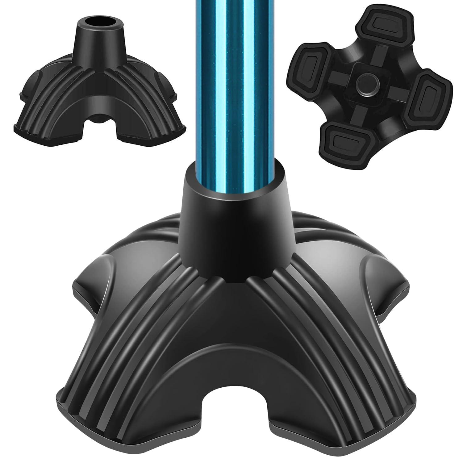 supregear supregear Cane Tip 5/8 inch Heavy Duty - Self Standing Non-Slip Rubber Quad Base for Walking Cane - Stable 4 Prong Replacement Foot for Folding Cane Walking Stick Offset Quad Pod or Tripod Canes