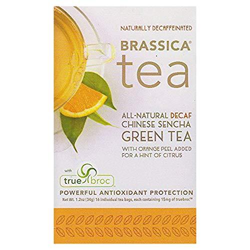 Brassica Tea Brassica Decaffeinated Green Tea with Trubroc, Orange Decaf, 16 Tea Bags