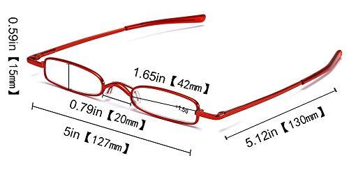 SOOLALA SOOLALA Compact Slim Reader Folding Reading Glasses w/Pen Clip Case, Red, 2.5
