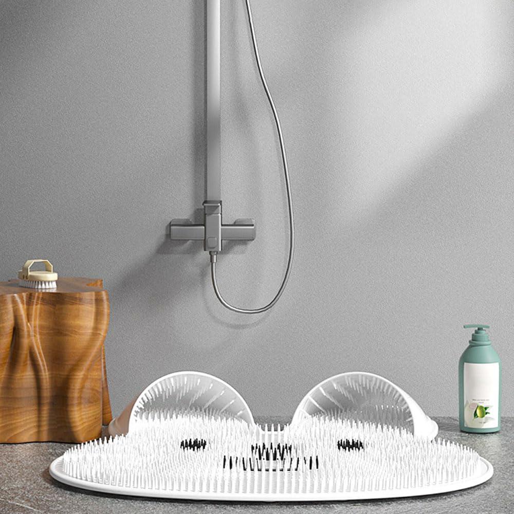 Generic Shower Foot Scrubber Mat with Non Slip Suction Cups,Shower Foot Scrubber Massager Cleaner, Wash Foot Bath Massage Cushion Bathroom Rabbits Shape Slipper for Foot Circulation Reduce Foot Pain Grey