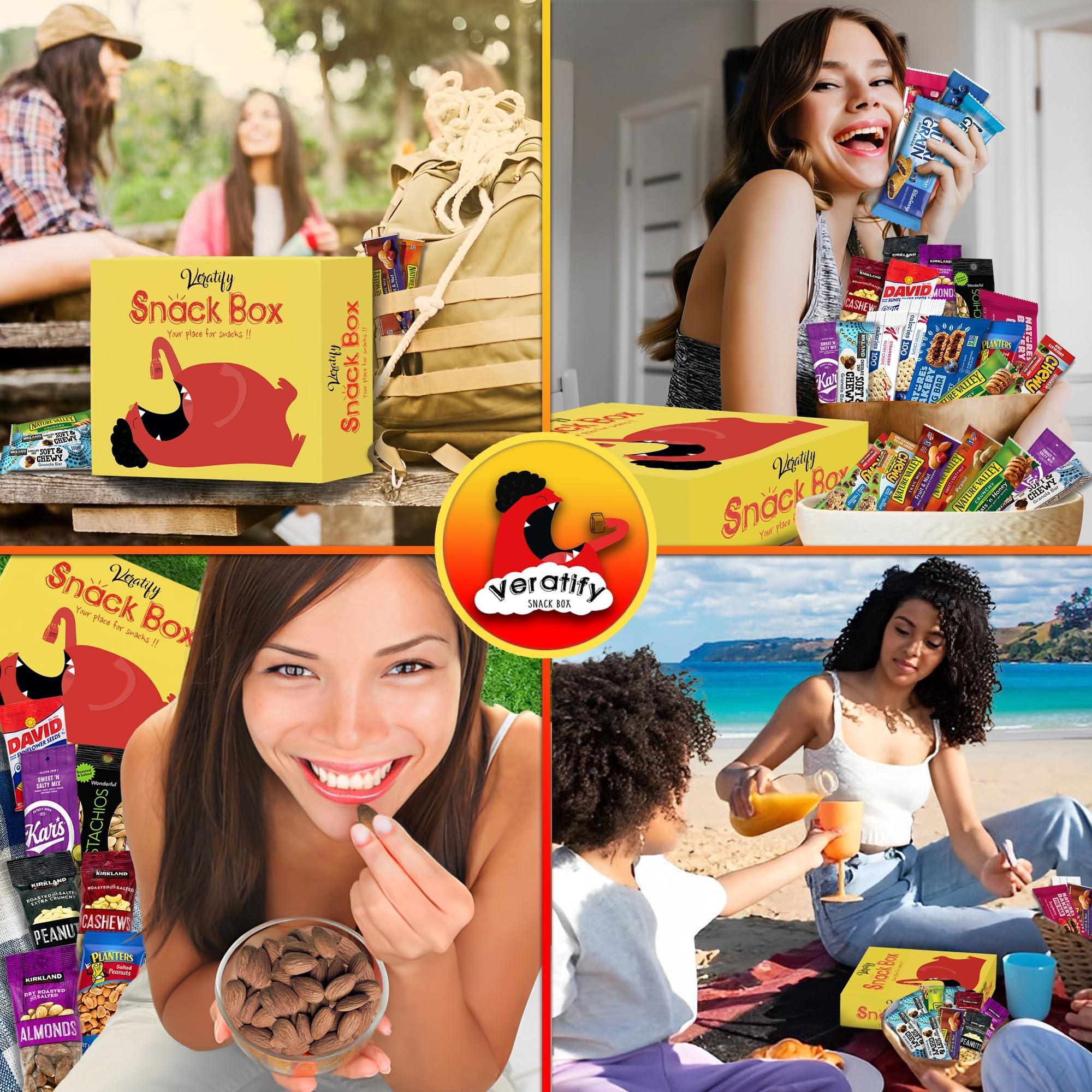 Veratify Snacks Gift Variety Basket for Adults (72 Count) Great For Men, Women, Adults, Office, School, Colleges - Gift Assortment Package - Great Gift Basket For Home, Work, Office, Meetings, College