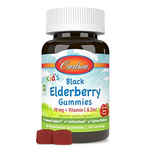 Carlson Carlson - Kid's Black Elderberry Gummies. with Vitamin C & Zinc, Immune Support, 60 Gummies