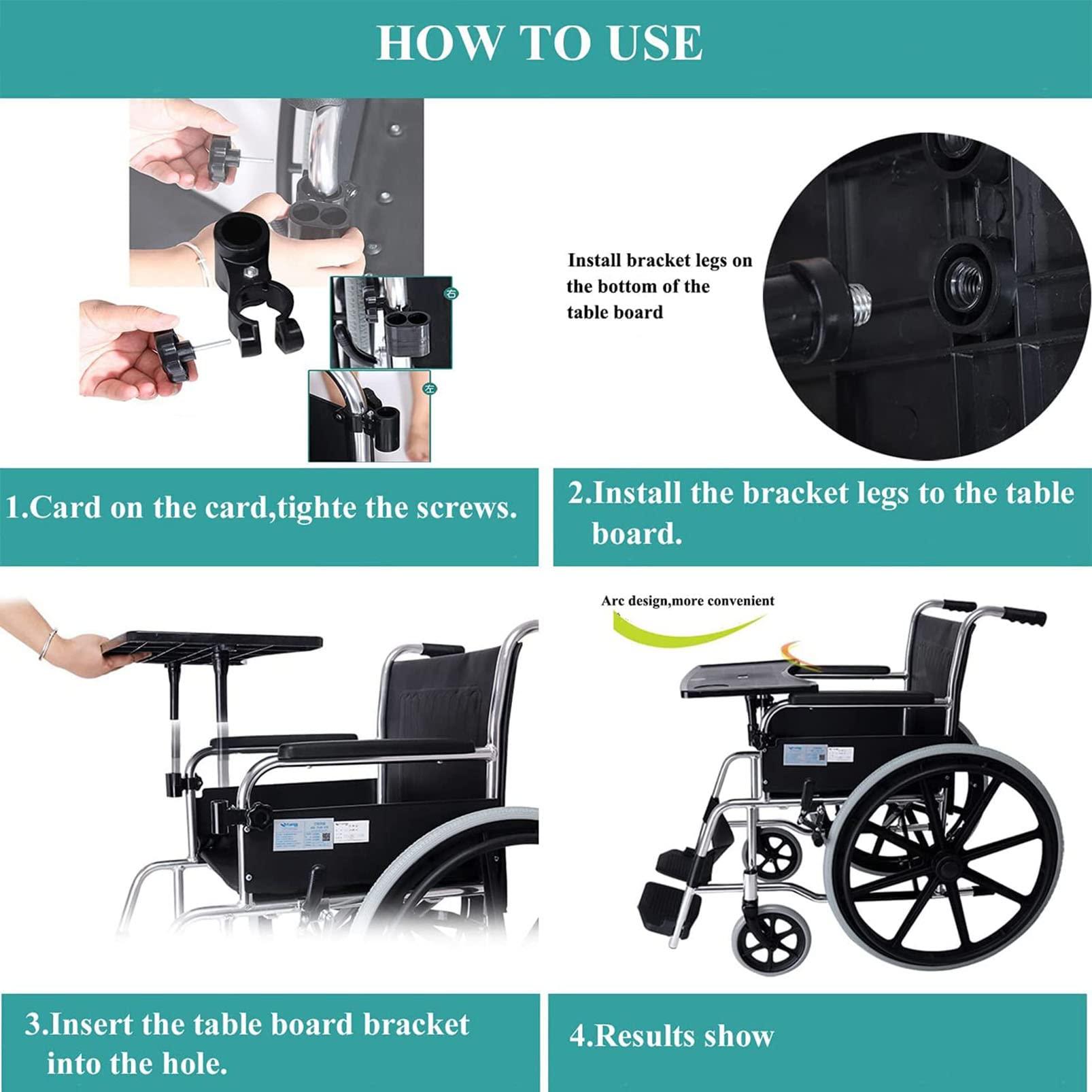 HDXWIFD HDXWIFD Portable Wheelchair Lap Tray Table, Removable Wheelchair Tray Table for Adult Elderly Eating Reading Sturdy ABS Plastic Wheelchair Dining Table Board, Wheelchair Tray